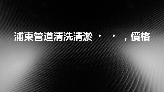 浦東管道清洗清淤，價格竟然如此驚人！